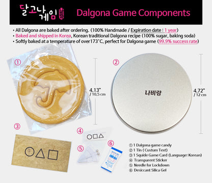 24 Styles DALGONA GAME CANDY In Tin (Custom Text) + Needle for Lockdown