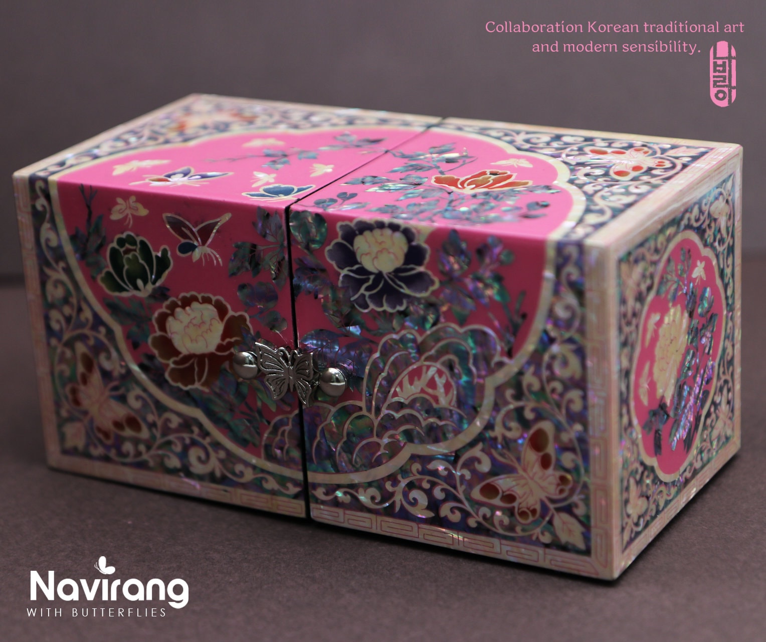 SECRET Jewelry Box - Rose Pink | Korean traditional mother-of-pearl, Premium Handmade, Gift for Mom, Girlfriend, Women