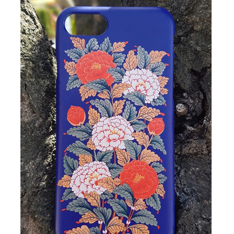 PEONY Phone Case - Korean Traditional Painting / Personalized Custom Name / Initials For iPhone 14, 13, 12 Pro Max, Galaxy Z Flip, Z Fold