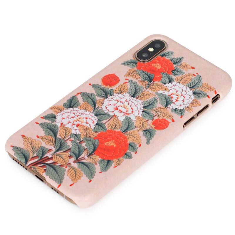 PEONY Phone Case - Korean Traditional Painting / Personalized Custom Name / Initials For iPhone 14, 13, 12 Pro Max, Galaxy Z Flip, Z Fold