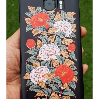 PEONY Phone Case - Korean Traditional Painting / Personalized Custom Name / Initials For iPhone 14, 13, 12 Pro Max, Galaxy Z Flip, Z Fold