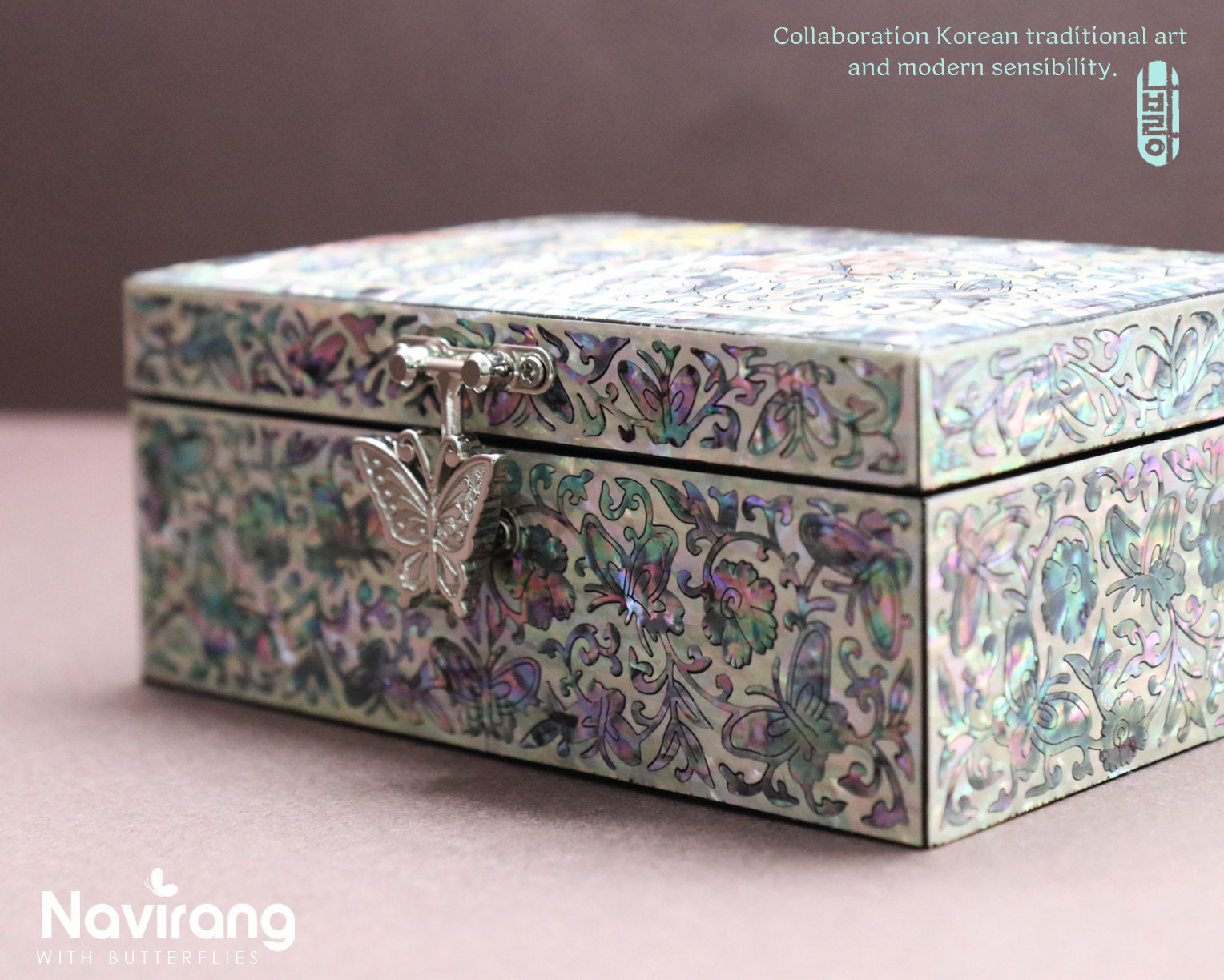 FULL NACRE Jewelry Box - Butterfly | Korean traditional mother-of-pearl, Antique Deco, Premium Handmade, Gift for Mom, Girlfriend, Women