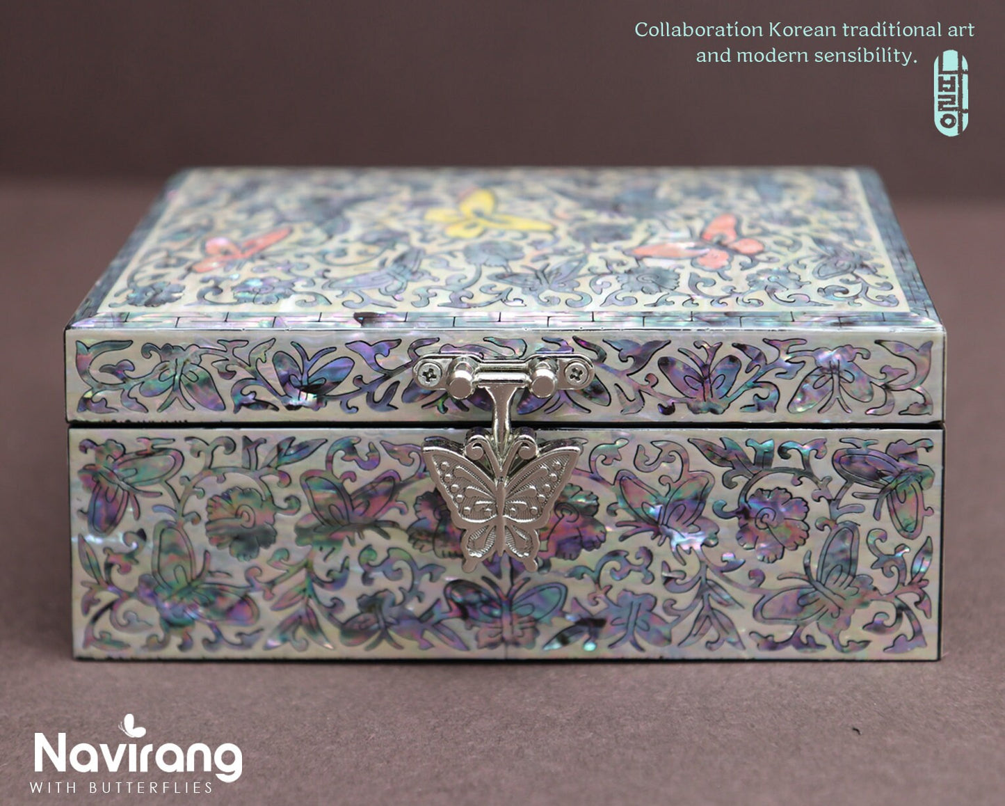 FULL NACRE Jewelry Box - Butterfly | Korean traditional mother-of-pearl, Antique Deco, Premium Handmade, Gift for Mom, Girlfriend, Women