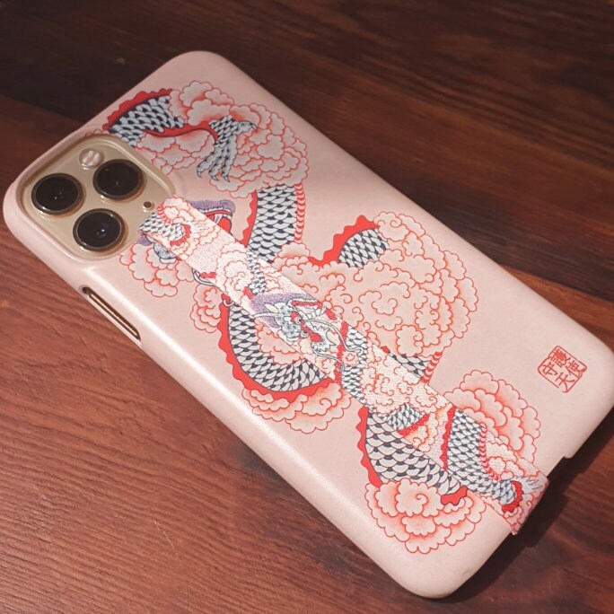 DRAGON Phone Case - Korean Traditional Painting / Personalized Custom Name / Initials For iPhone 14, 13, 12 Pro Max, Galaxy Z Flip, Z Fold