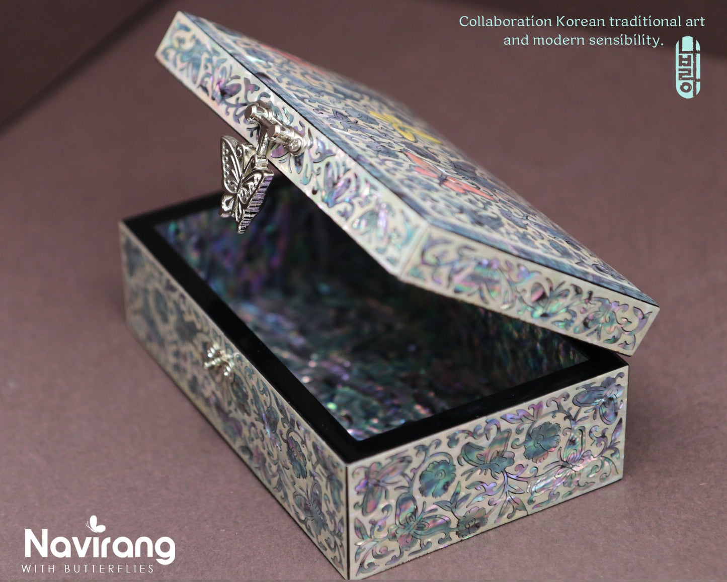 FULL NACRE Jewelry Box - Butterfly | Korean traditional mother-of-pearl, Antique Deco, Premium Handmade, Gift for Mom, Girlfriend, Women