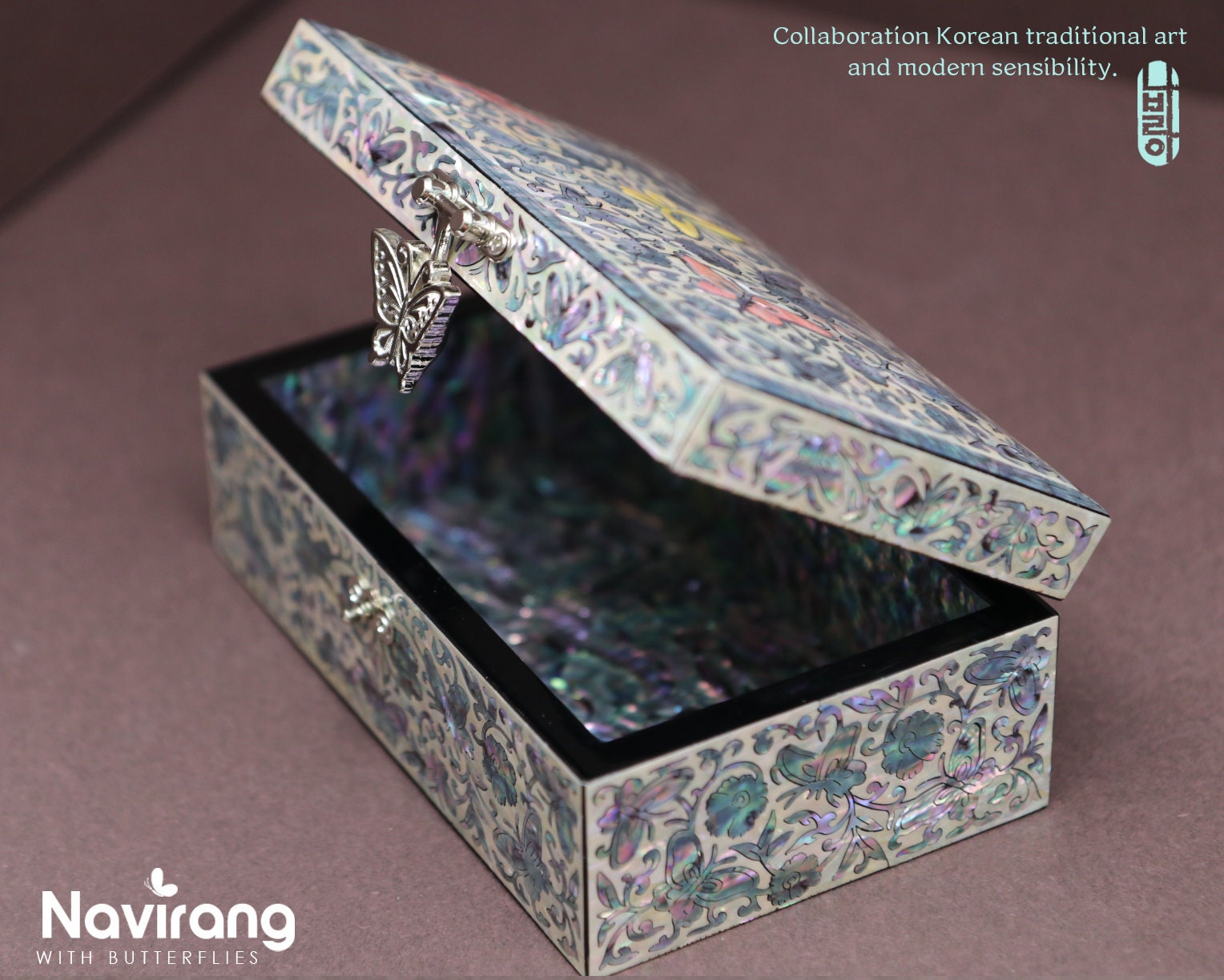 FULL NACRE Jewelry Box - Butterfly | Korean traditional mother-of-pearl, Antique Deco, Premium Handmade, Gift for Mom, Girlfriend, Women