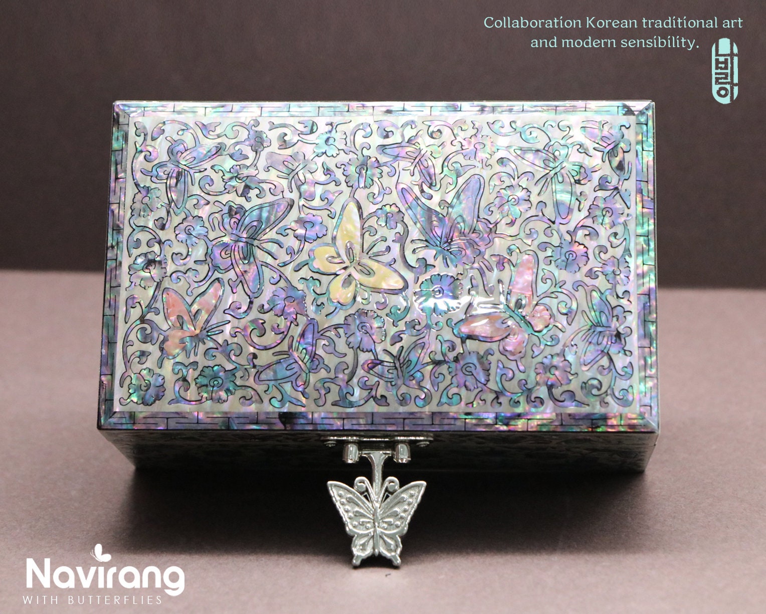 FULL NACRE Jewelry Box - Butterfly | Korean traditional mother-of-pearl, Antique Deco, Premium Handmade, Gift for Mom, Girlfriend, Women