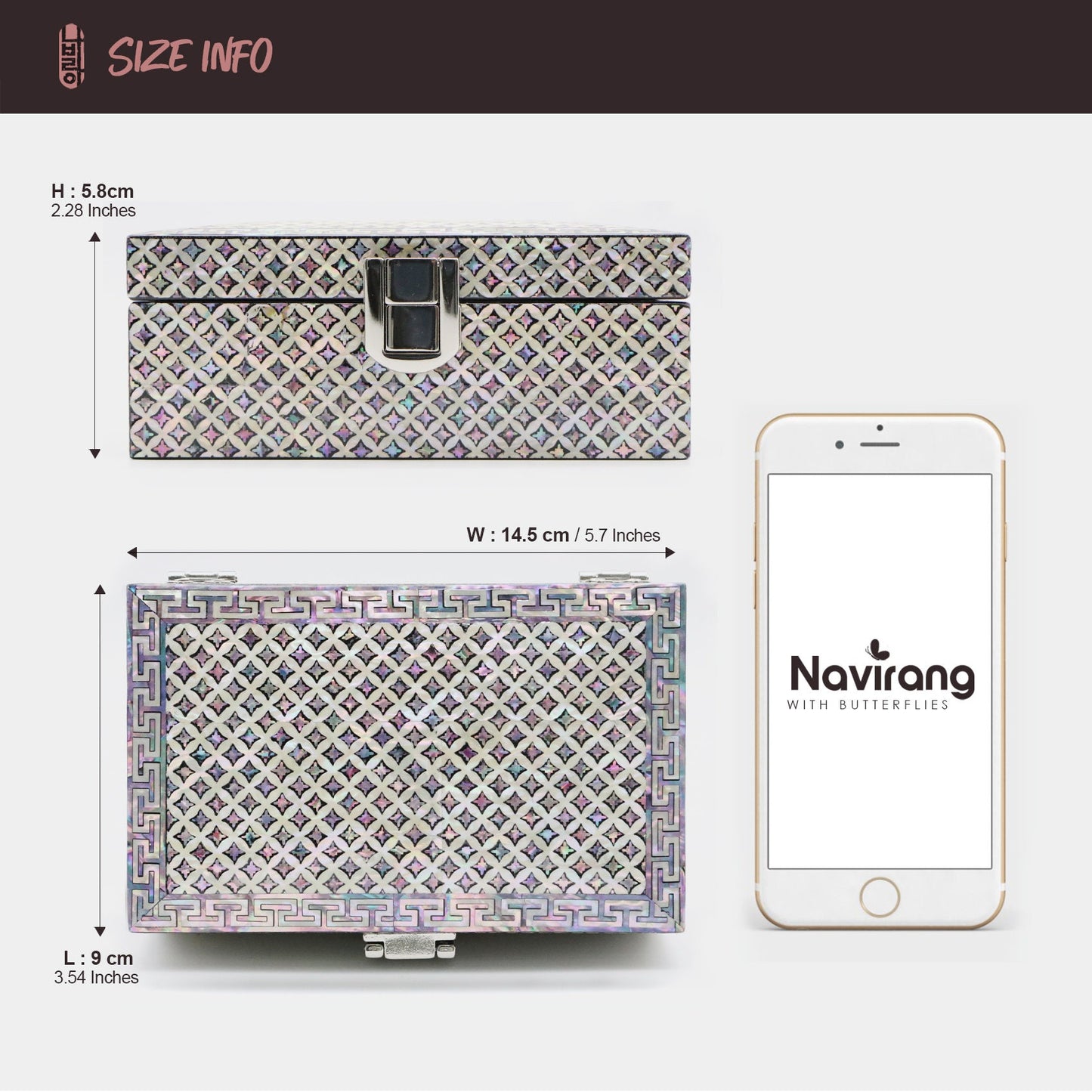 FULL NACRE Jewelry Box - Diamond Pattern | Korean traditional mother-of-pearl, Antique Deco, Premium Handmade, Gift for Girlfriend, Women