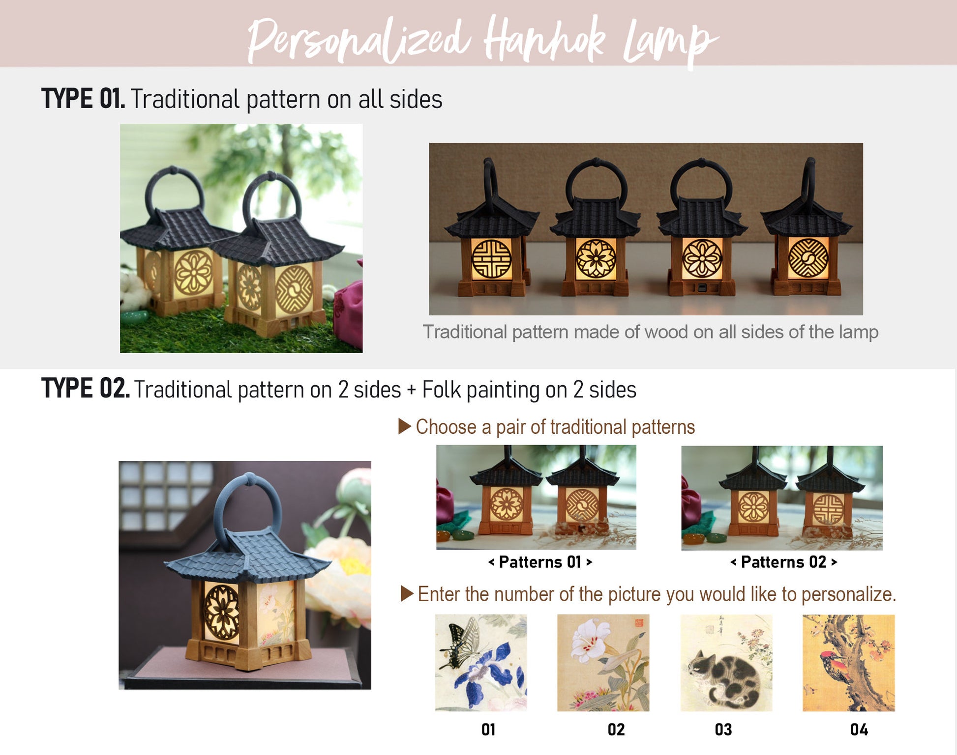 CUSTOM Mini Hanok Lamps- Environmentally friendly Mood Light, Personalized photo, Wooden Night Light, Requires 3 AAA batteries