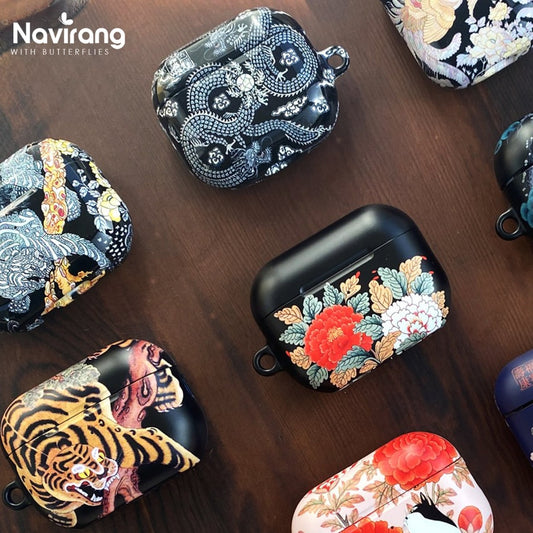 Korean Traditional Painting AirPod Case - Personalized Custom Name / Initials For AirPod Pro Case, AirPod Case, Airpod case cover, Keychain