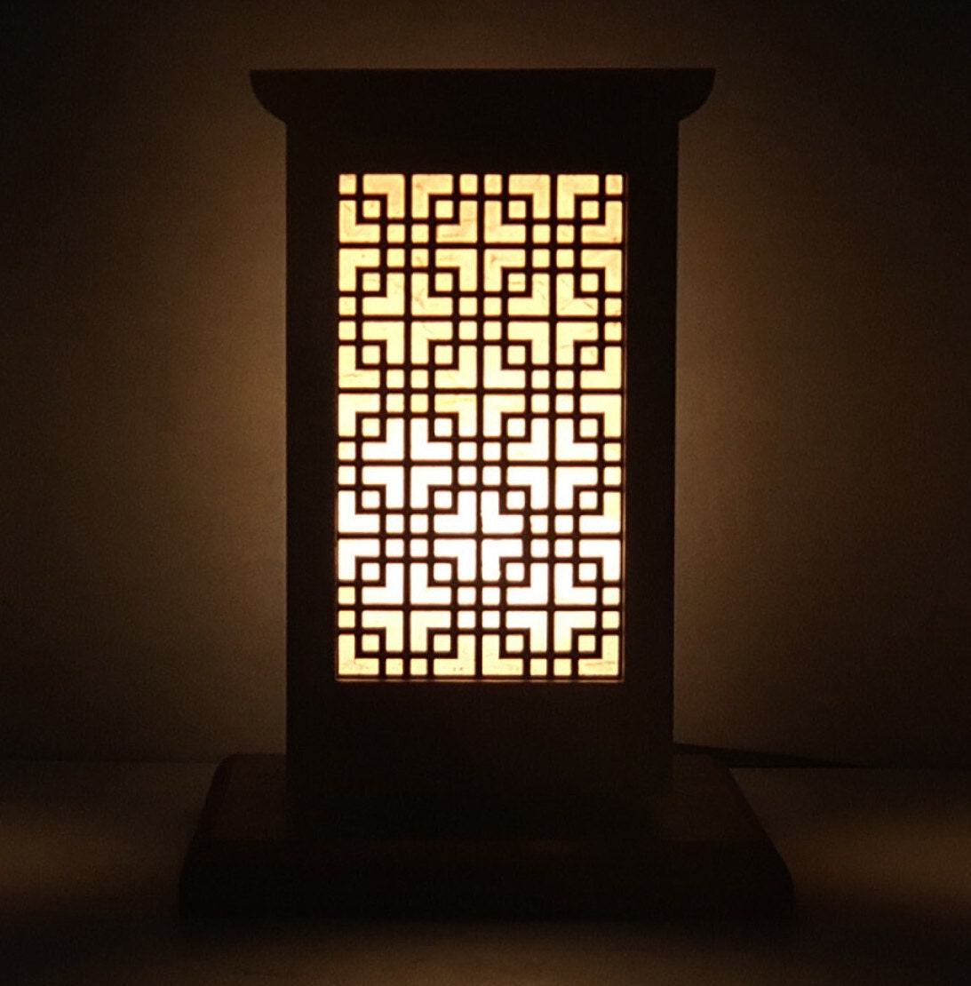 HANJI Paper Small Lamp - Korean Traditional Window Art, Wood Table Night Light, Wooden Night, 1w LED Bulb, 2m Wire Cable