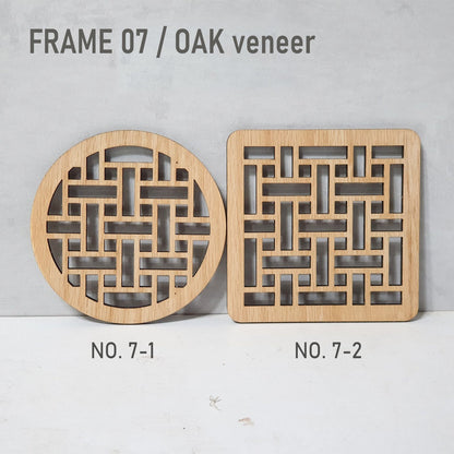 Buy 1, Get 50% Off / Laser Cut Wood Coasters / Korean traditional window frame art - Natural eco-friendly coasters, Coffee coasters