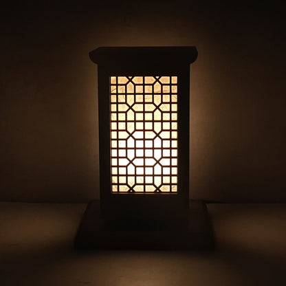 HANJI Paper Small Lamp - Korean Traditional Window Art, Wood Table Night Light, Wooden Night, 1w LED Bulb, 2m Wire Cable