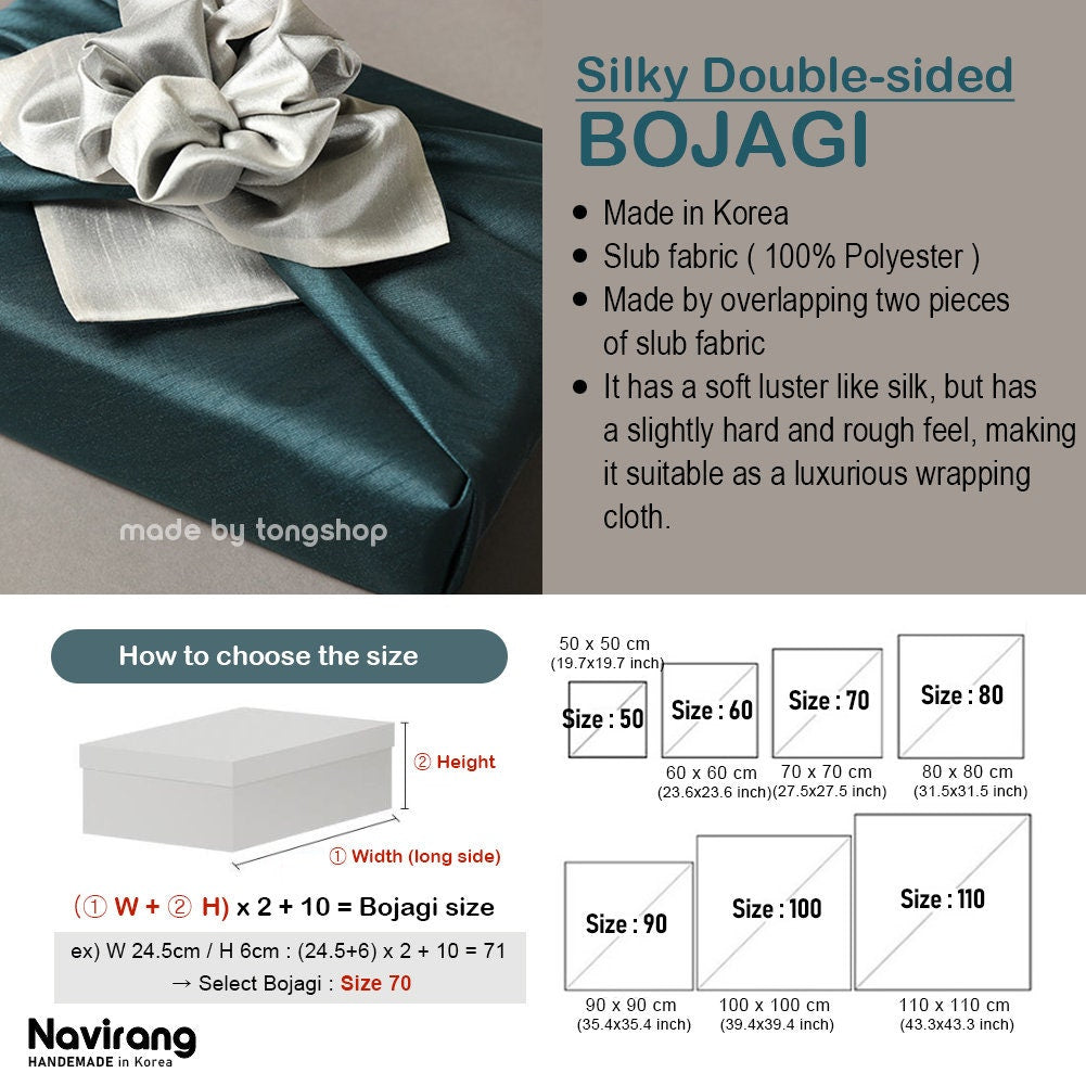 Buy 1, Get 50% Off / Silky Double-Sided Bojagi Premium·High Quality | two tone packaging fabric, Korean wrapping cloth for gift 돌 백일