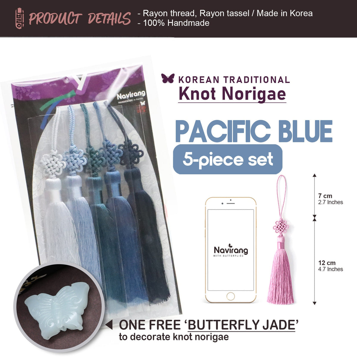 Pastel Norigae 5 Set with FREE GIFT- Korean Tradition Knot Tassel, Hanbok, Bojagi Accessory