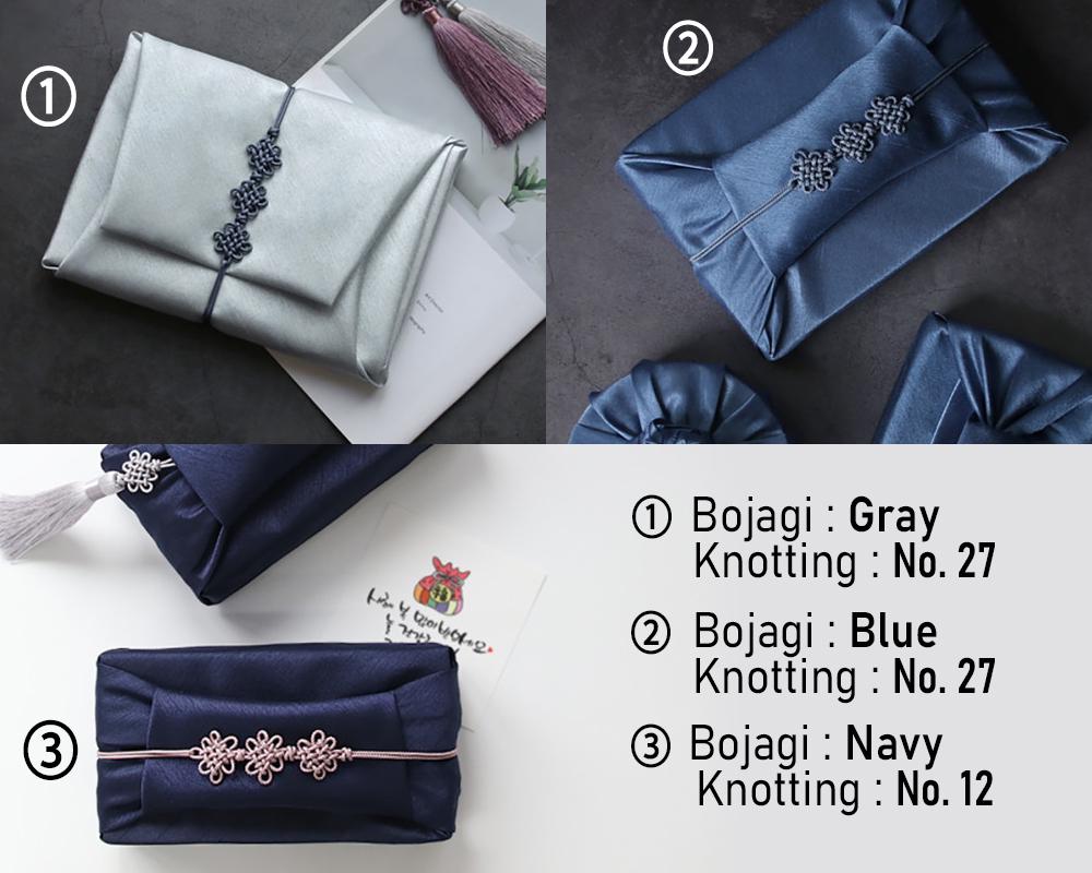 Hanbok Wrapping Kit - Korean Basic Bojagi, Seakdong ribbon, Flower Knotted String | Slub Silk Fabric
