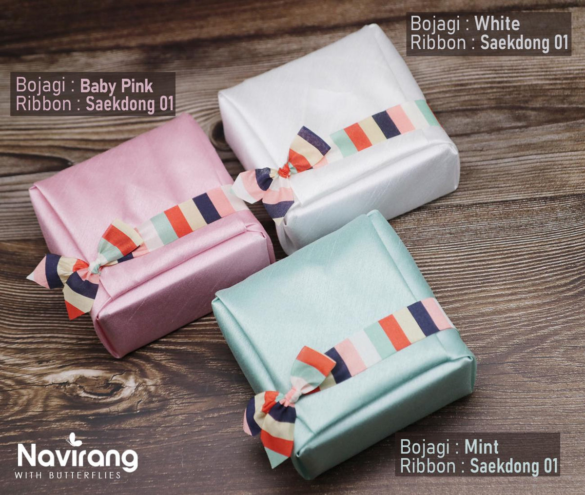Hanbok Wrapping Kit - Korean Basic Bojagi, Seakdong ribbon, Flower Knotted String | Slub Silk Fabric