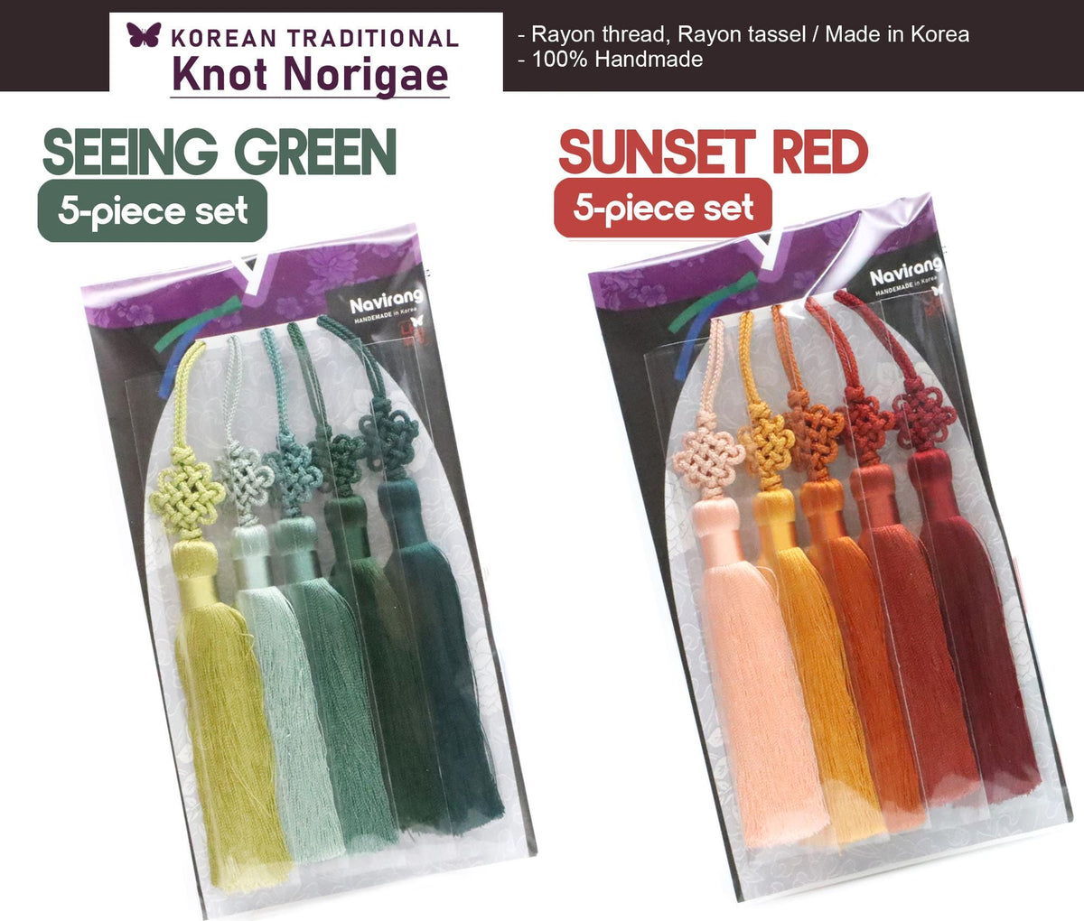 Pastel Norigae 5 Set with FREE GIFT- Korean Tradition Knot Tassel, Hanbok, Bojagi Accessory