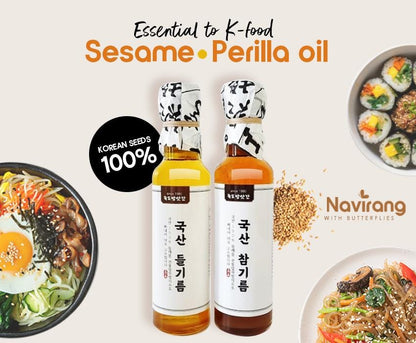 Korean Traditional Local Market Sesame oil, Perilla Oil 6.1oz, 10.1oz - Healthy Fresh Nutty Oil to Kfood Bibimbap Kimbap Sauce 방앗간 참기름 들기름