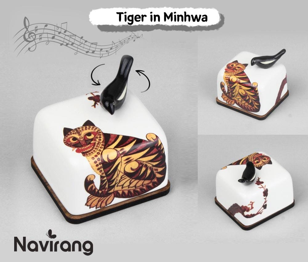 Ceramic Music box -Korean Traditional Minhwa Painting, Moony Orgel