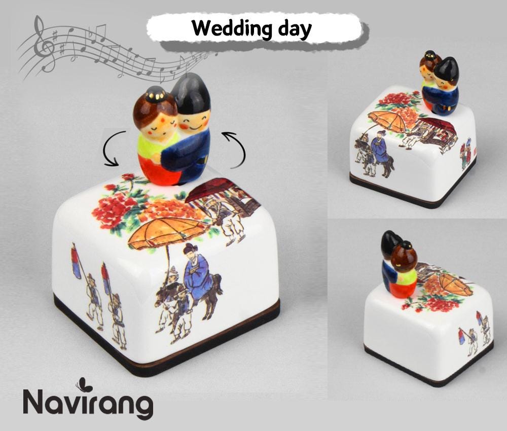 Ceramic Music box -Korean Traditional Minhwa Painting, Moony Orgel
