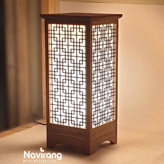 Hanji Paper Lamp – Korean Wooden Table Night Light