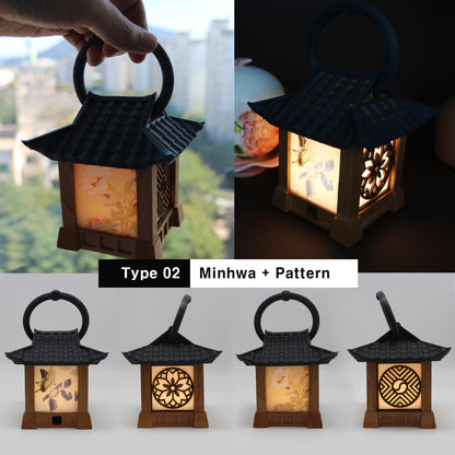 Mini Hanok Lamps with Folk - Environmentally friendly Mood Light, Wooden Night Light, Requires 3 AAA batteries