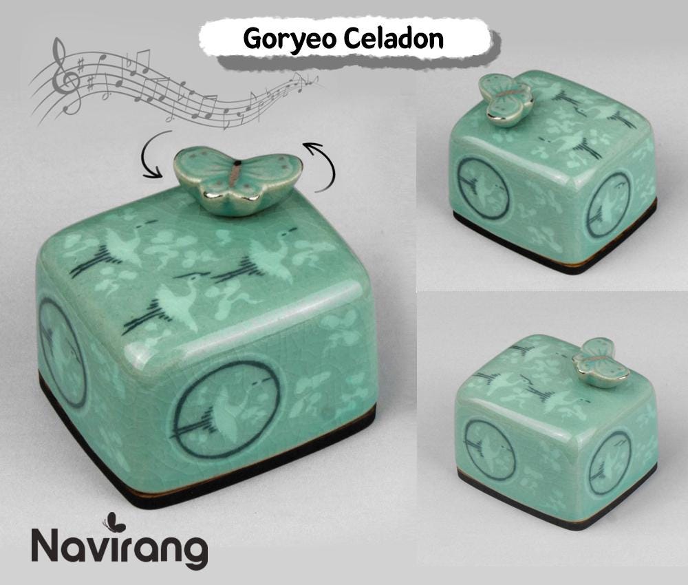 Ceramic Music box -Korean Traditional Minhwa Painting, Moony Orgel