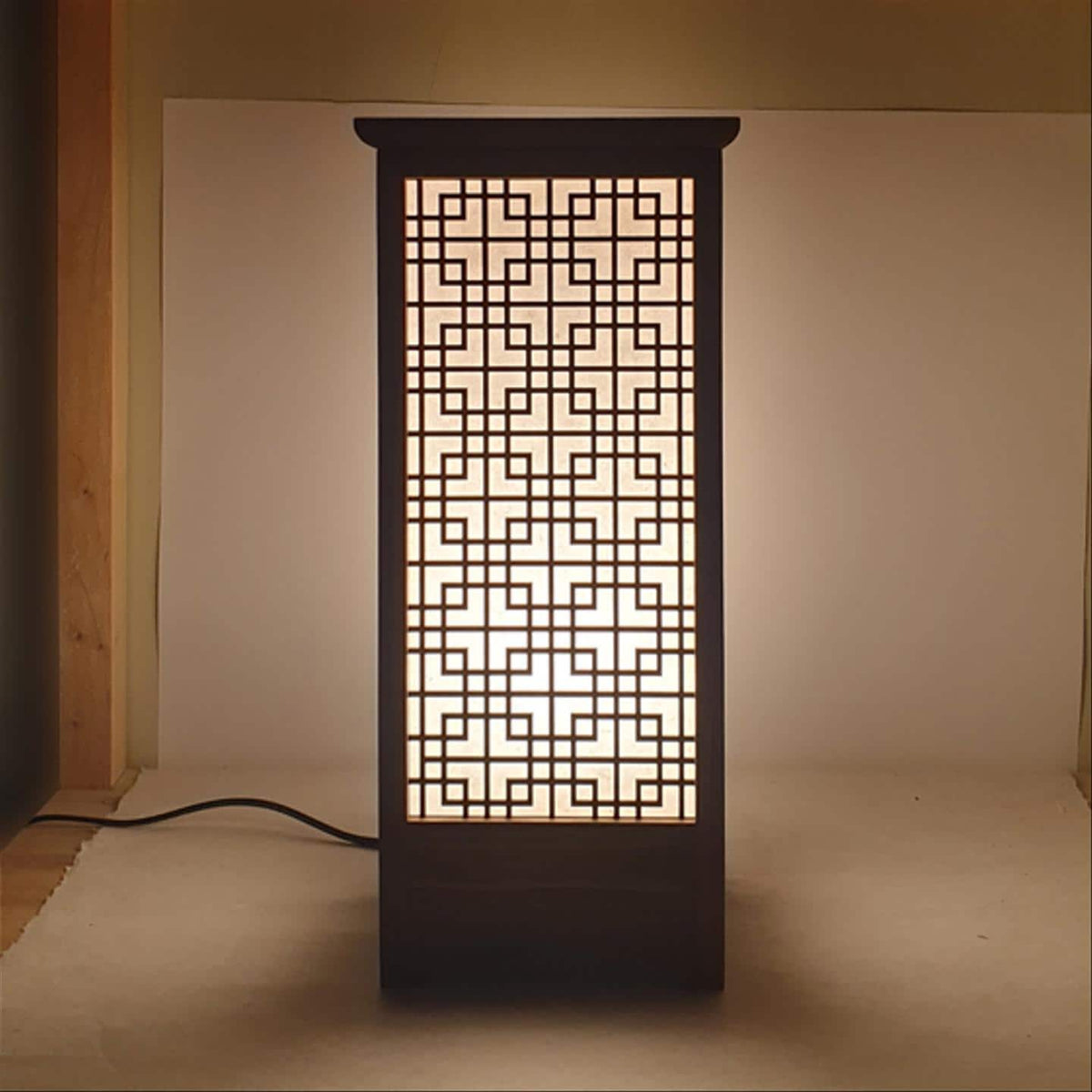 Hanji Paper Lamp – Korean Wooden Table Night Light