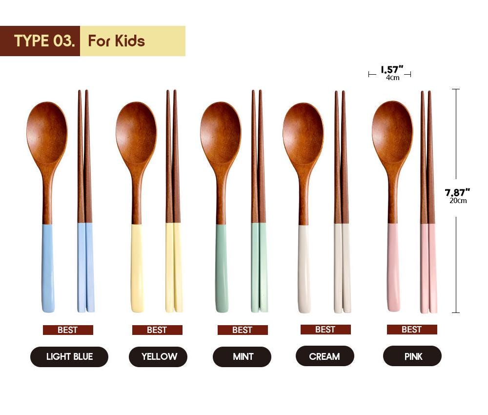 Korean Custom Chopstick and Spoon Set, Personalized lacquer wooden, K-food Lover Gift, Kids