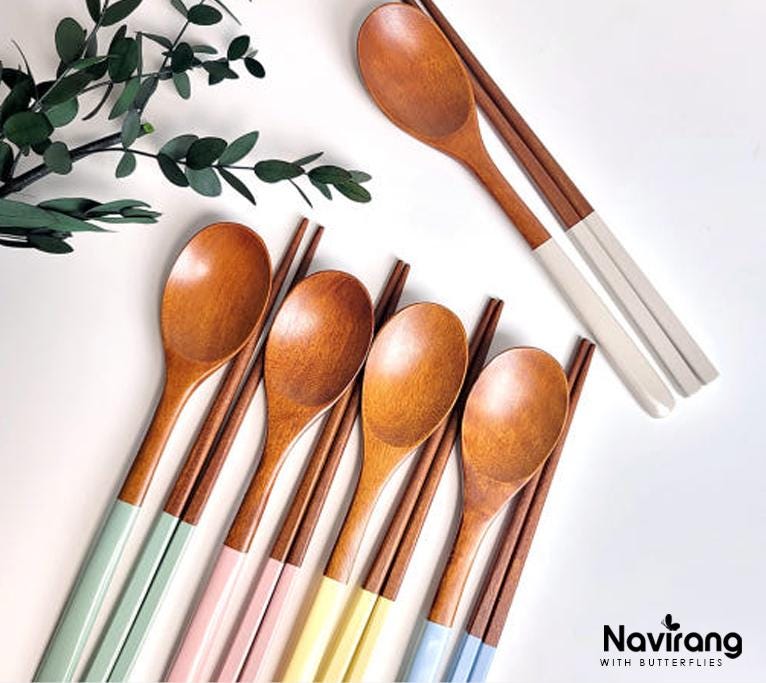 Korean Custom Chopstick and Spoon Set, Personalized lacquer wooden, K-food Lover Gift, Kids