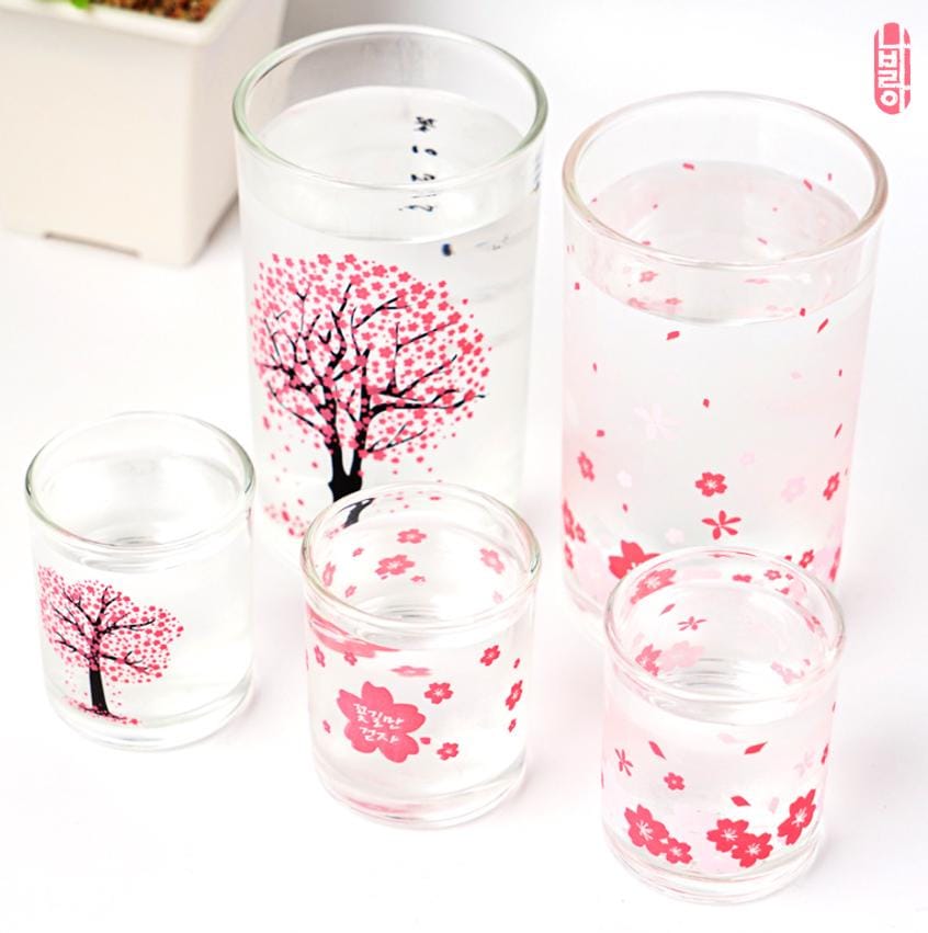 Cherry Blossom Color-changing Glass / 60 ml, 240 ml - Korean Soju Shot Glass, Housewarming, wedding gift in Korean Fathers Day Special