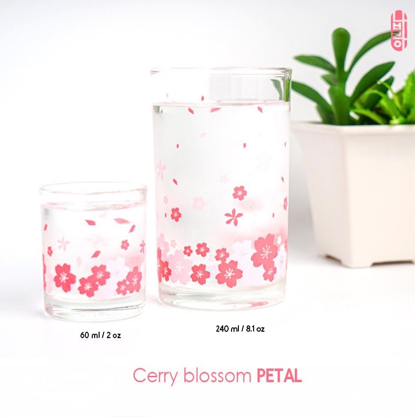 Cherry Blossom Color-changing Glass / 60 ml, 240 ml - Korean Soju Shot Glass, Housewarming, wedding gift in Korean Fathers Day Special