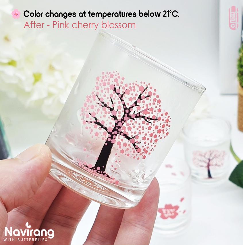 Cherry Blossom Color-changing Glass / 60 ml, 240 ml - Korean Soju Shot Glass, Housewarming, wedding gift in Korean Fathers Day Special