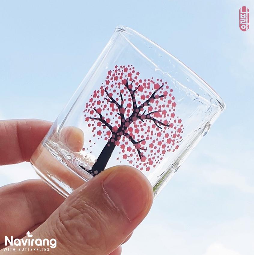 Cherry Blossom Color-changing Glass / 60 ml, 240 ml - Korean Soju Shot Glass, Housewarming, wedding gift in Korean Fathers Day Special