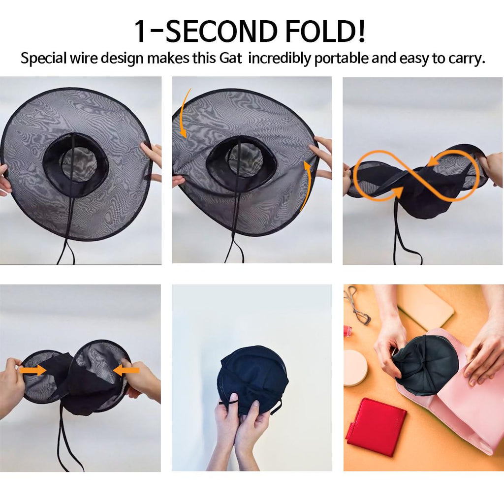 Foldable Gat with Beads String / Korean Traditional Hat – Lightweight Wire Frame, Cosplay K-Pop Boys
