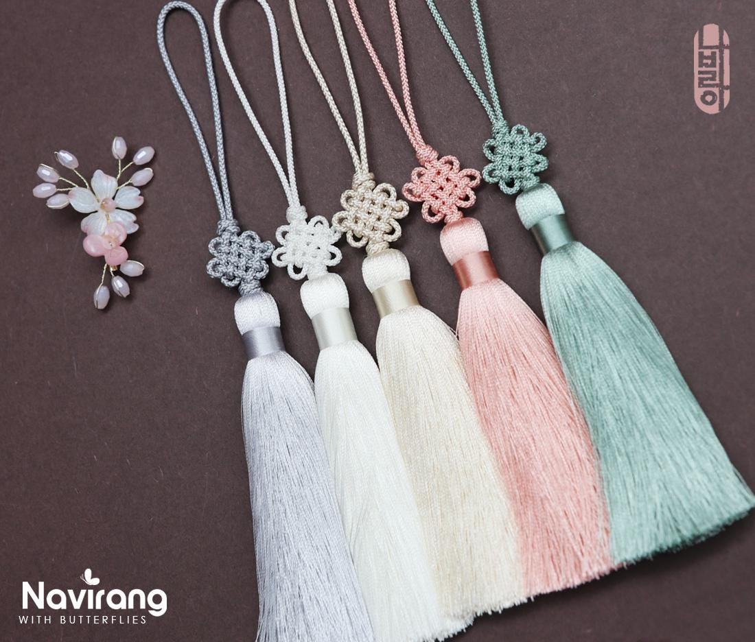 Pastel Norigae 5 Set with FREE GIFT- Korean Tradition Knot Tassel, Hanbok, Bojagi Accessory