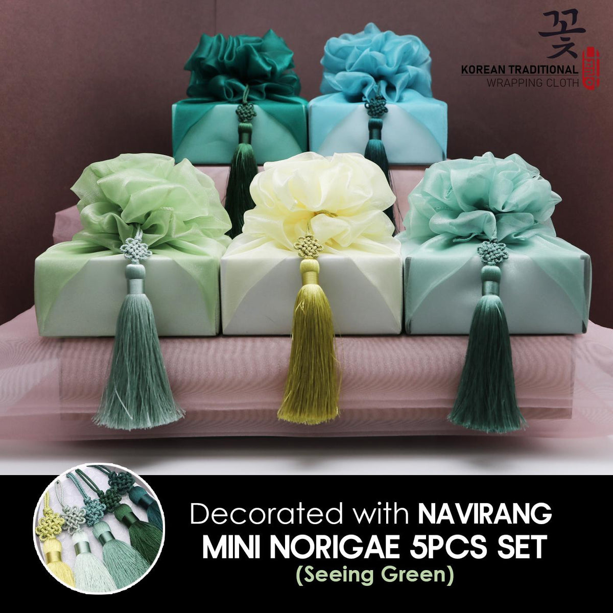 Pastel Norigae 5 Set with FREE GIFT- Korean Tradition Knot Tassel, Hanbok, Bojagi Accessory