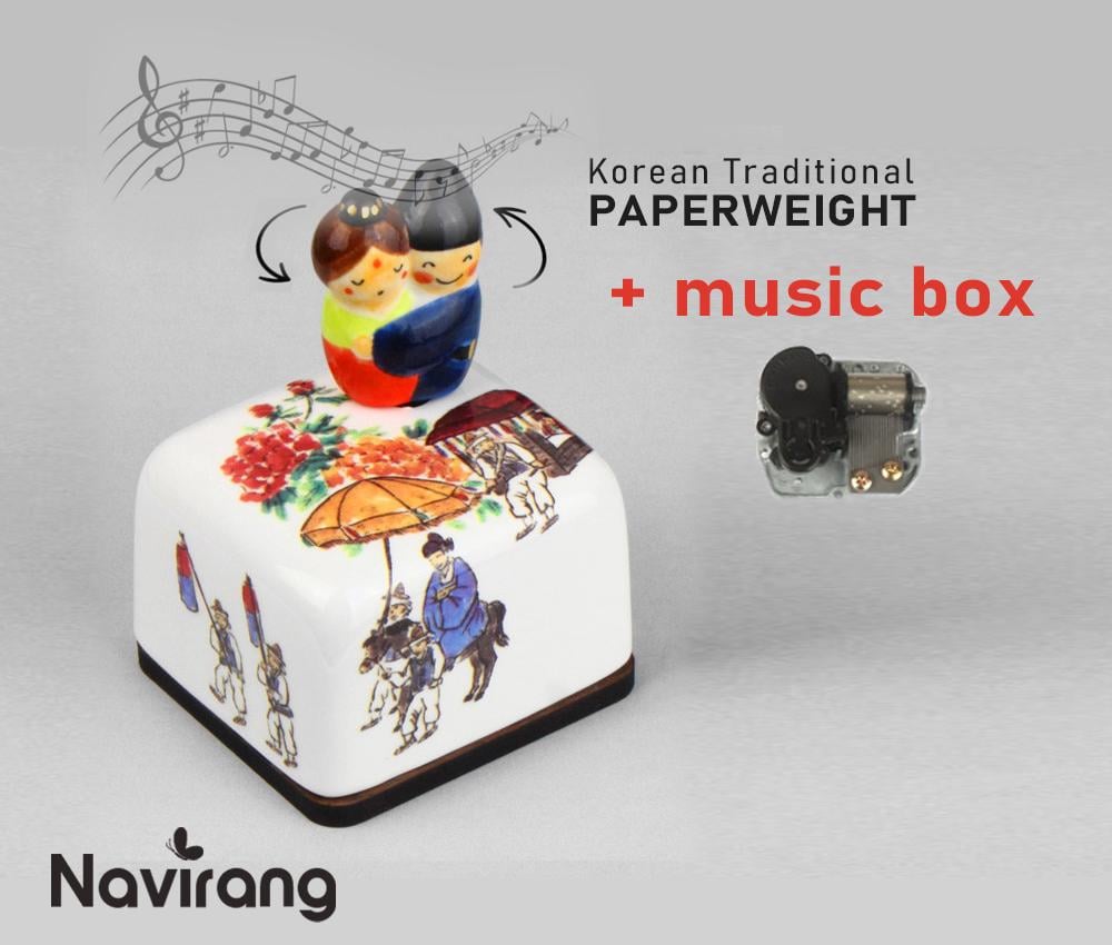 Ceramic Music box - Moony Orgel, Korean Traditional Tiger and Bird, Arirang, BTS Spring day