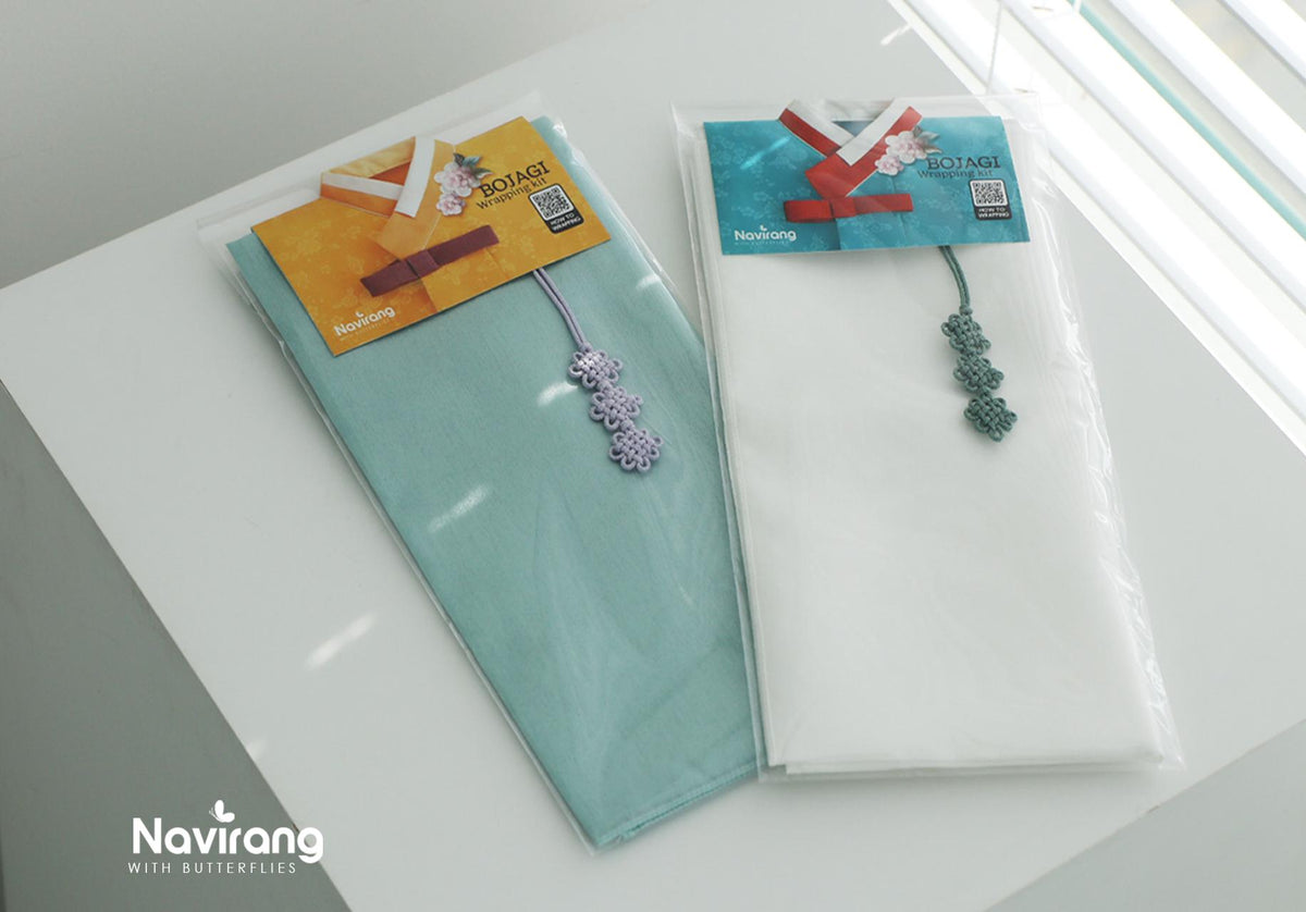 Hanbok Wrapping Kit - Korean Basic Bojagi, Seakdong ribbon, Flower Knotted String | Slub Silk Fabric