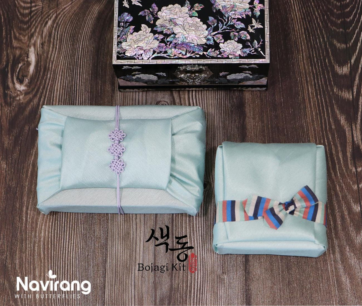 Hanbok Silk Wrapping Cloth 10 pcs Set + Flower Knot Strings for Wedding Favor Gifts