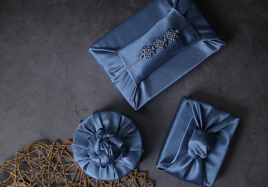 Hanbok Wrapping Kit - Korean Basic Bojagi, Seakdong ribbon, Flower Knotted String | Slub Silk Fabric