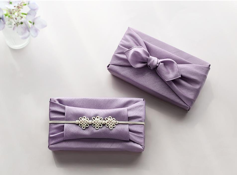 Hanbok Wrapping Kit - Korean Basic Bojagi, Seakdong ribbon, Flower Knotted String | Slub Silk Fabric