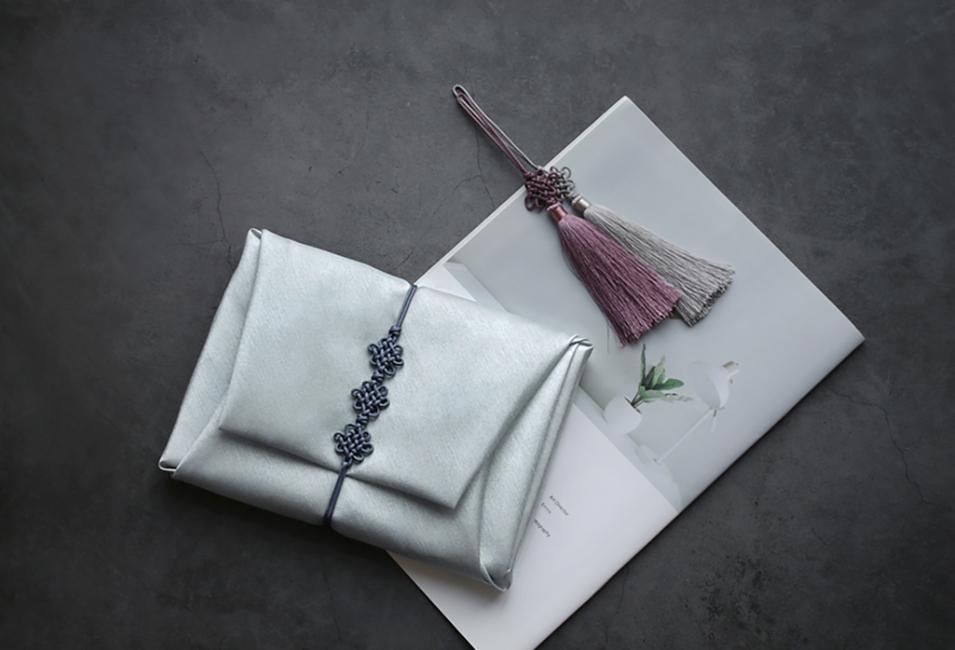 Hanbok Silk Wrapping Cloth 10 pcs Set + Flower Knot Strings for Wedding Favor Gifts