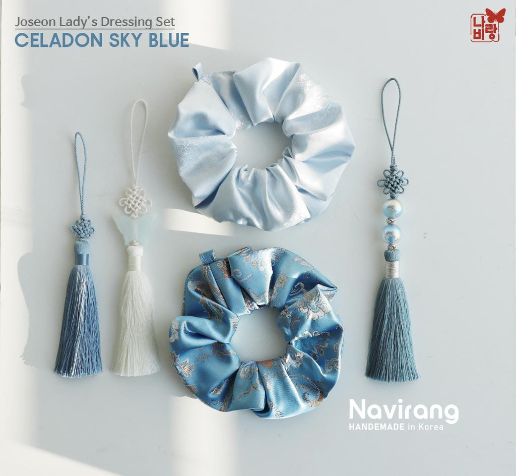 Joseon Lady’s Dressing Set – Korean Traditional Hanbok Scrunchies & Norigae Gift Box, Mother's Day