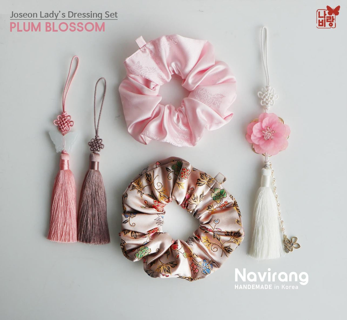 Joseon Lady’s Dressing Set – Korean Traditional Hanbok Scrunchies & Norigae Gift Box, Mother's Day