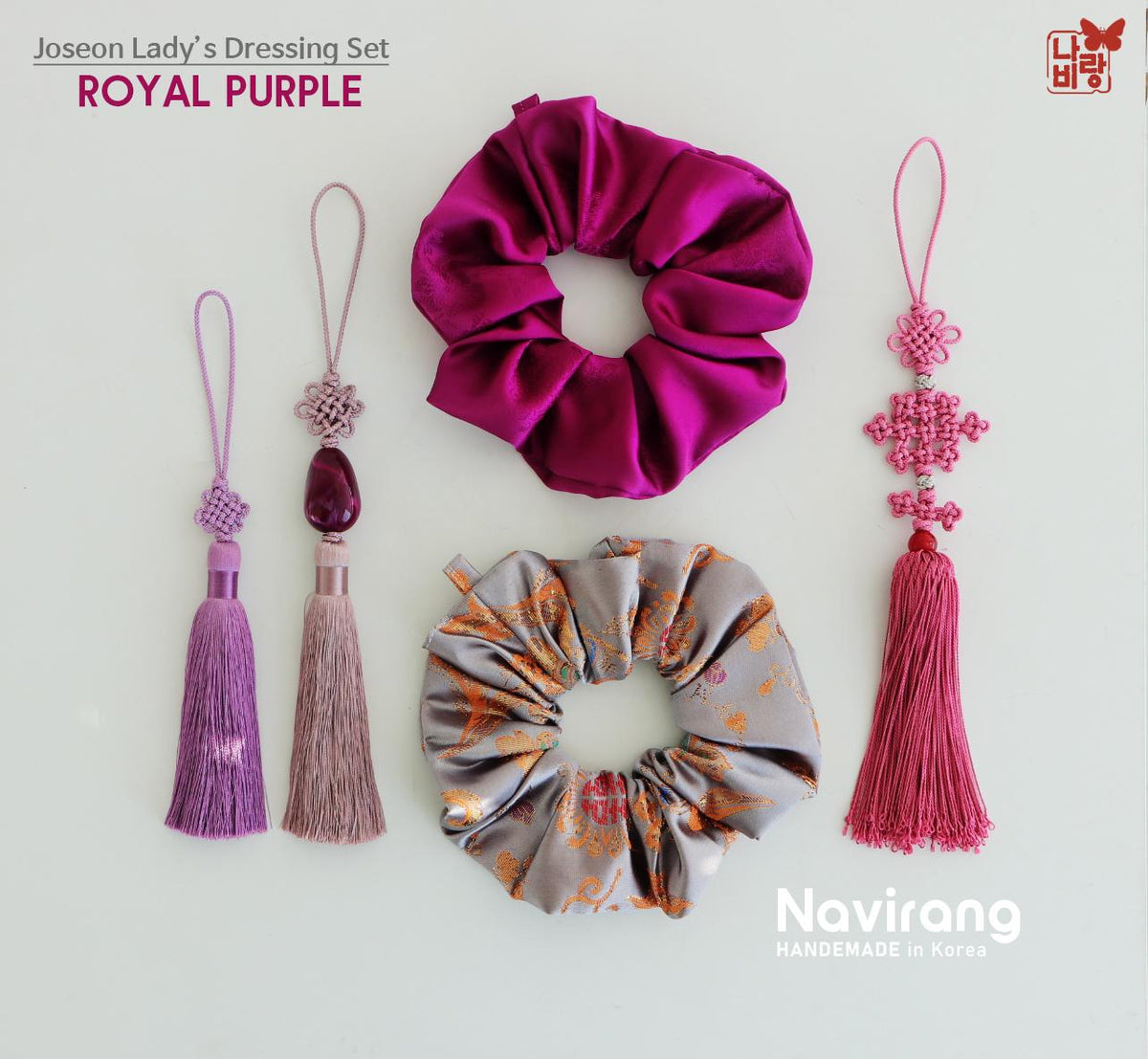 Joseon Lady’s Dressing Set – Korean Traditional Hanbok Scrunchies & Norigae Gift Box, Mother's Day