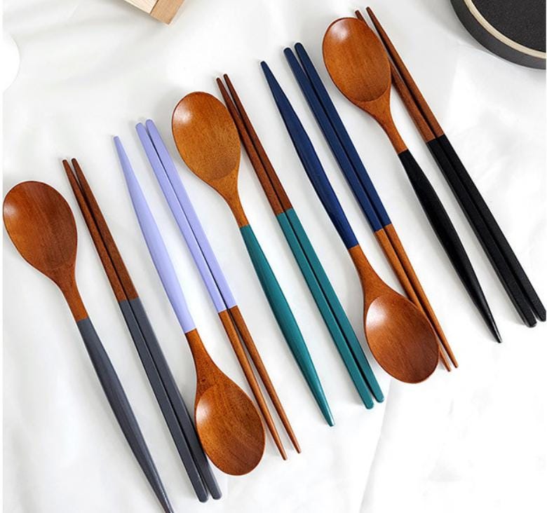 Korean Custom Chopstick and Spoon Set, Personalized lacquer wooden, K-food Lover Gift, Kids