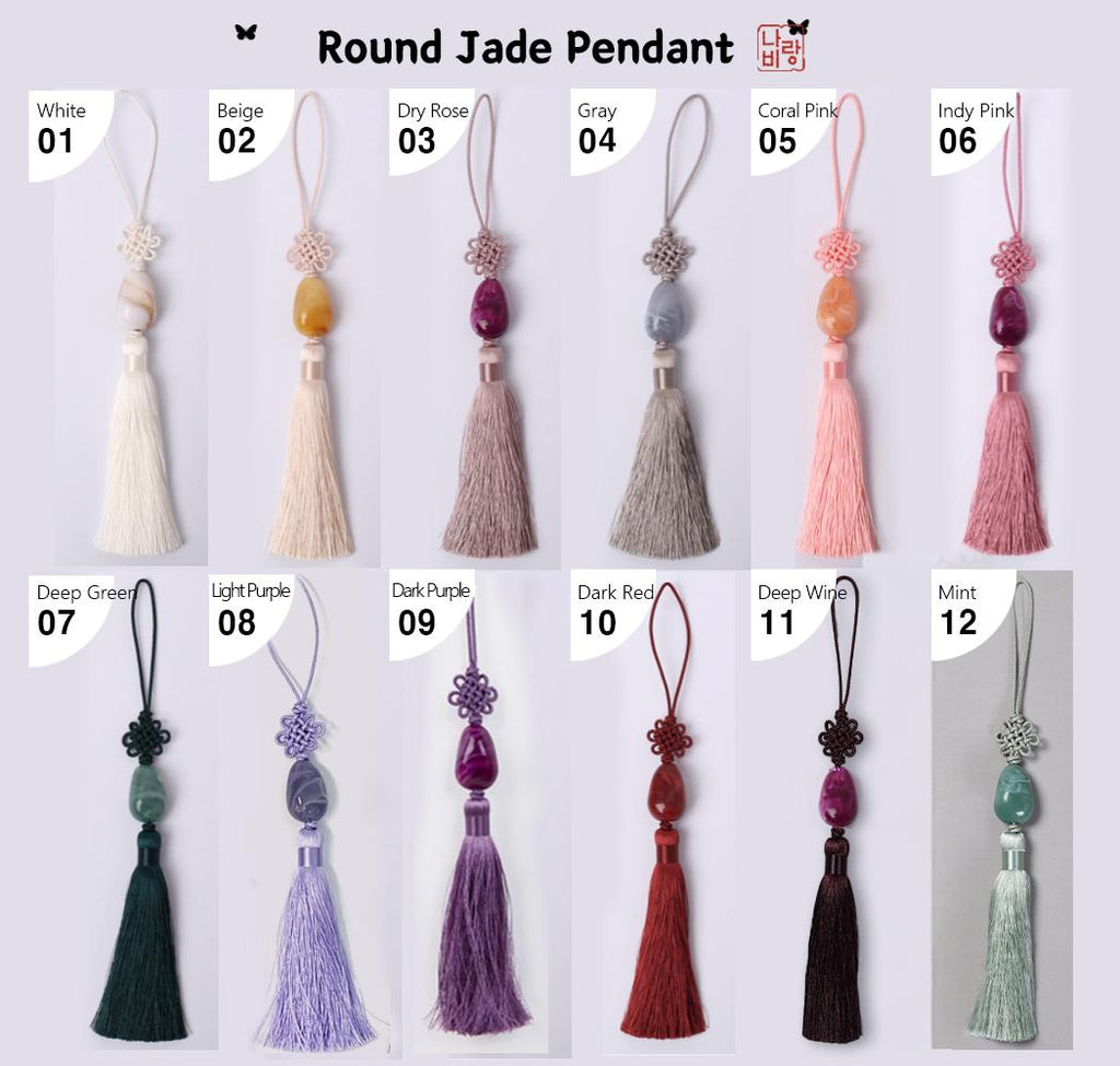 Hanbok Scrunchie with Norigae - Korean Traditional Silk Hair Scrunchy, Tassel Jade butterfly, Korean Hanbok ACC, Gift for K-drama lover girl