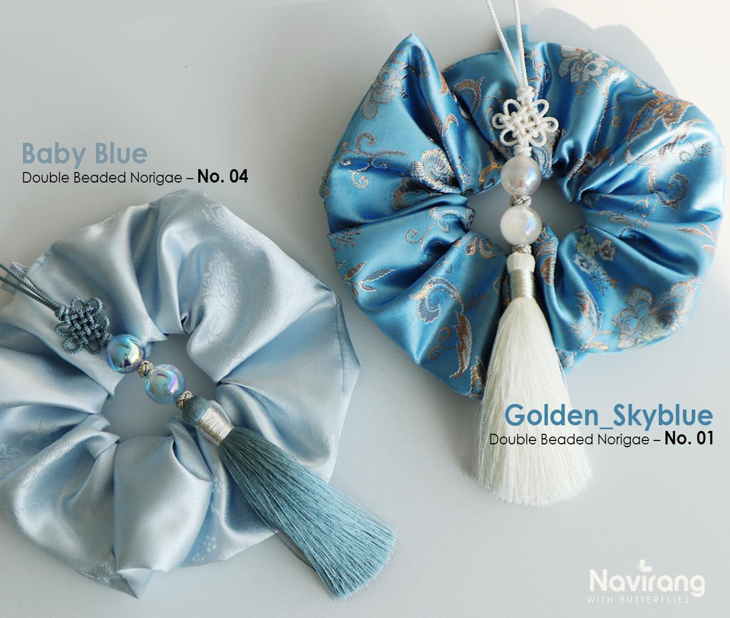 Hanbok Scrunchie with Norigae - Korean Traditional Silk Hair Scrunchy, Tassel Jade butterfly, Korean Hanbok ACC, Gift for K-drama lover girl